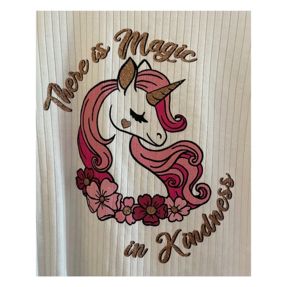 Lily Bleu Girl's 'There is Magic in Kindness' Sparkle Unicorn Shirt, NWOT - Picture 2 of 4
